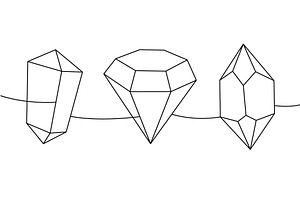 Magic mineral crystals one line, an Object Illustration by GraphiShop