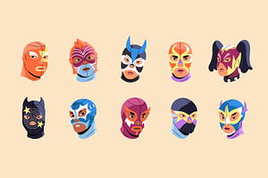 Mexican lucha libre wrestlers set, a Person Illustration by PaperTrident