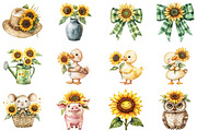 Watercolor Sunflower Clipart, an Illustration by CitraGraphics (Thumbnail 5 of 5)