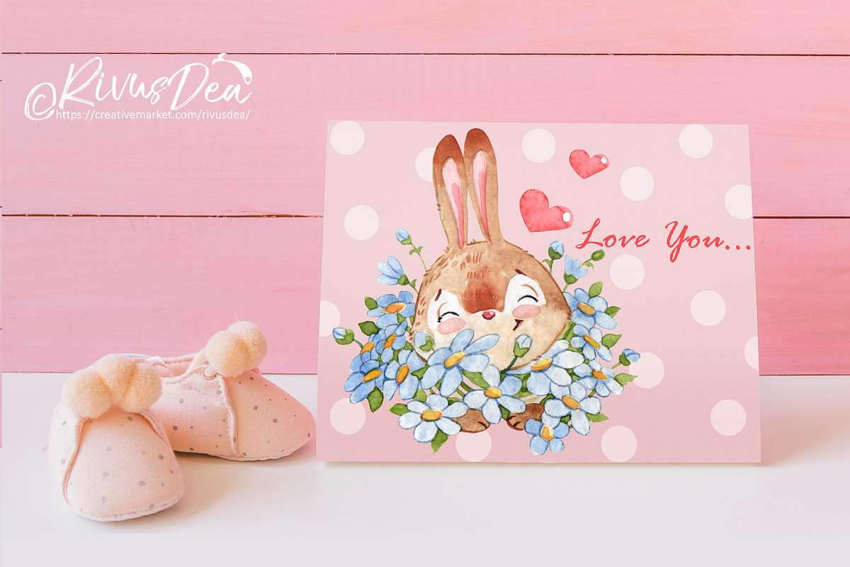 Bunny and Mom clipart set, an Animal Illustration by RivusArt (Photo 2 of 2)