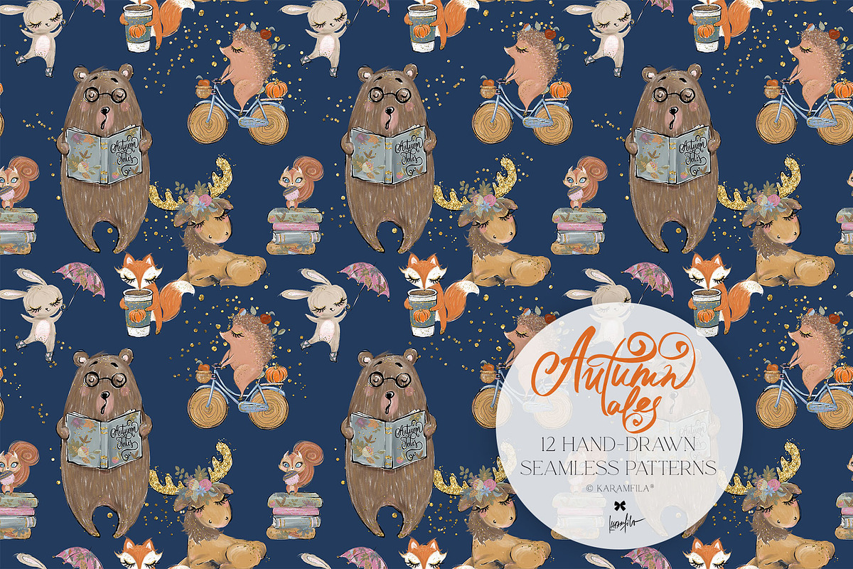 Fall Woodland Clipart & Patterns Kit, a Seasonal Illustration by KaramfilaS (Photo 22 of 25)
