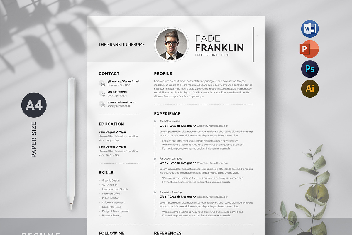 Modern Resume Template | Word Resume, a Resume Template by Orcshape Studio (Photo 1 of 5)
