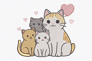 Cute Cat Family Embroidery Design, a Graphic by CraftArtStudio