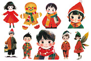 Cute Christmas Characters Clipart, an Illustration by Designworld (Thumbnail 2 of 5)