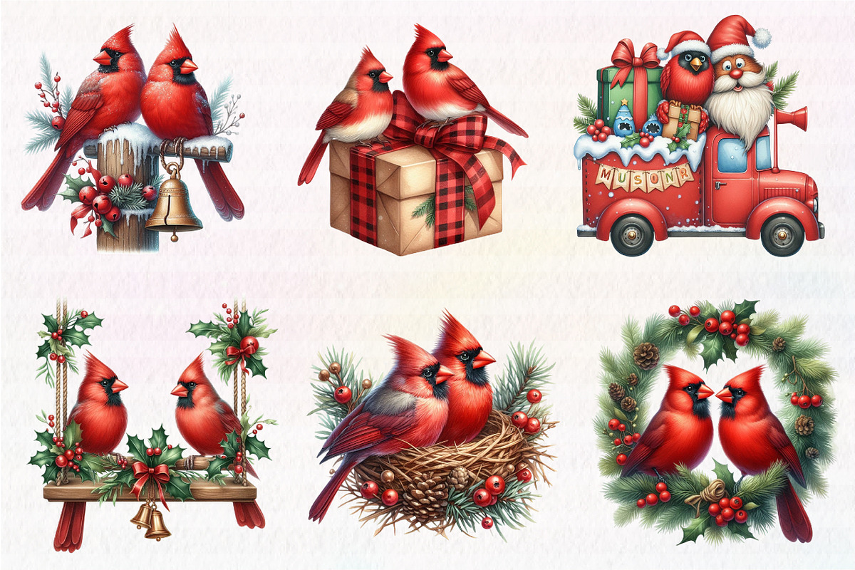 Red Cardinals Christmas Sublimation, an Illustration by CreationArt (Photo 5 of 5)