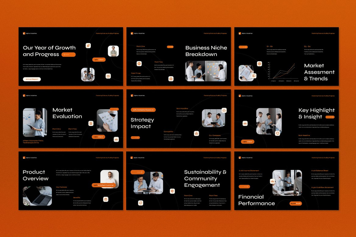 Black Annual Report Google Slide, a Presentation Template by graphicook (Photo 2 of 4)