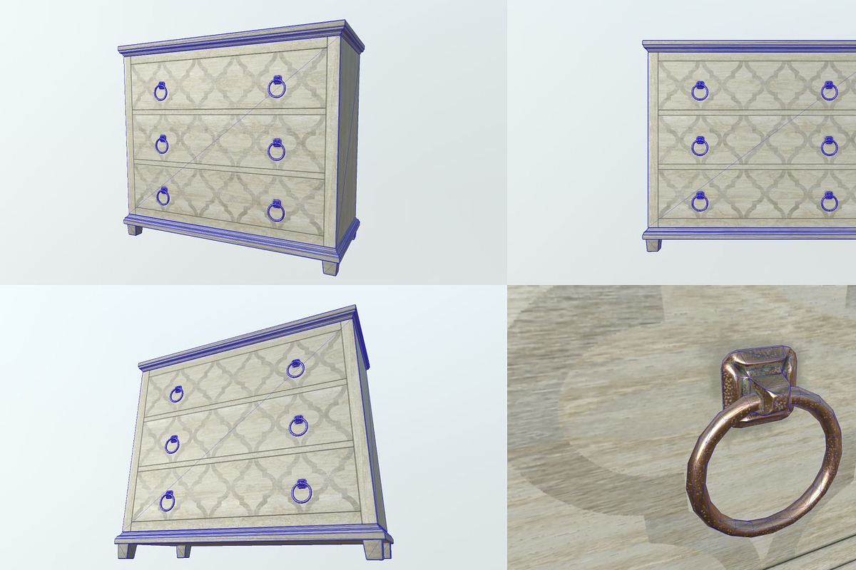 Three Drawer Hall Chest, a Furniture 3D Model by !rina (Photo 5 of 5)