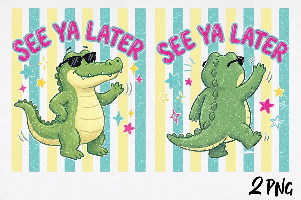 Striped See Ya Later Funny Alligato, an Illustration by Daily.Designs (Photo 1 of 5)