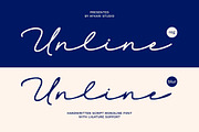 Unline - Handwritten Script Monoline, a Handwritten Font by Afkari Studio (Thumbnail 1 of 7)