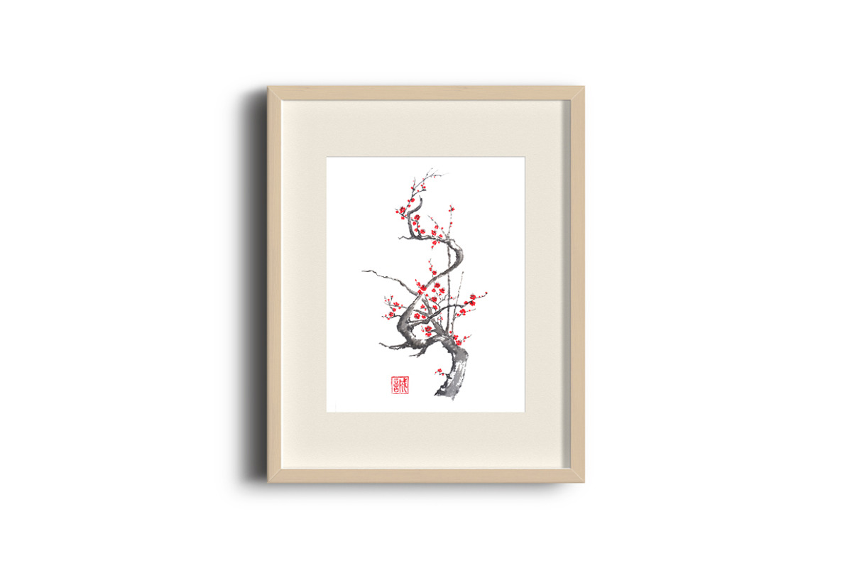 Plum blossom sumi-e painting, an Illustration by Quetzal Art (Photo 3 of 4)