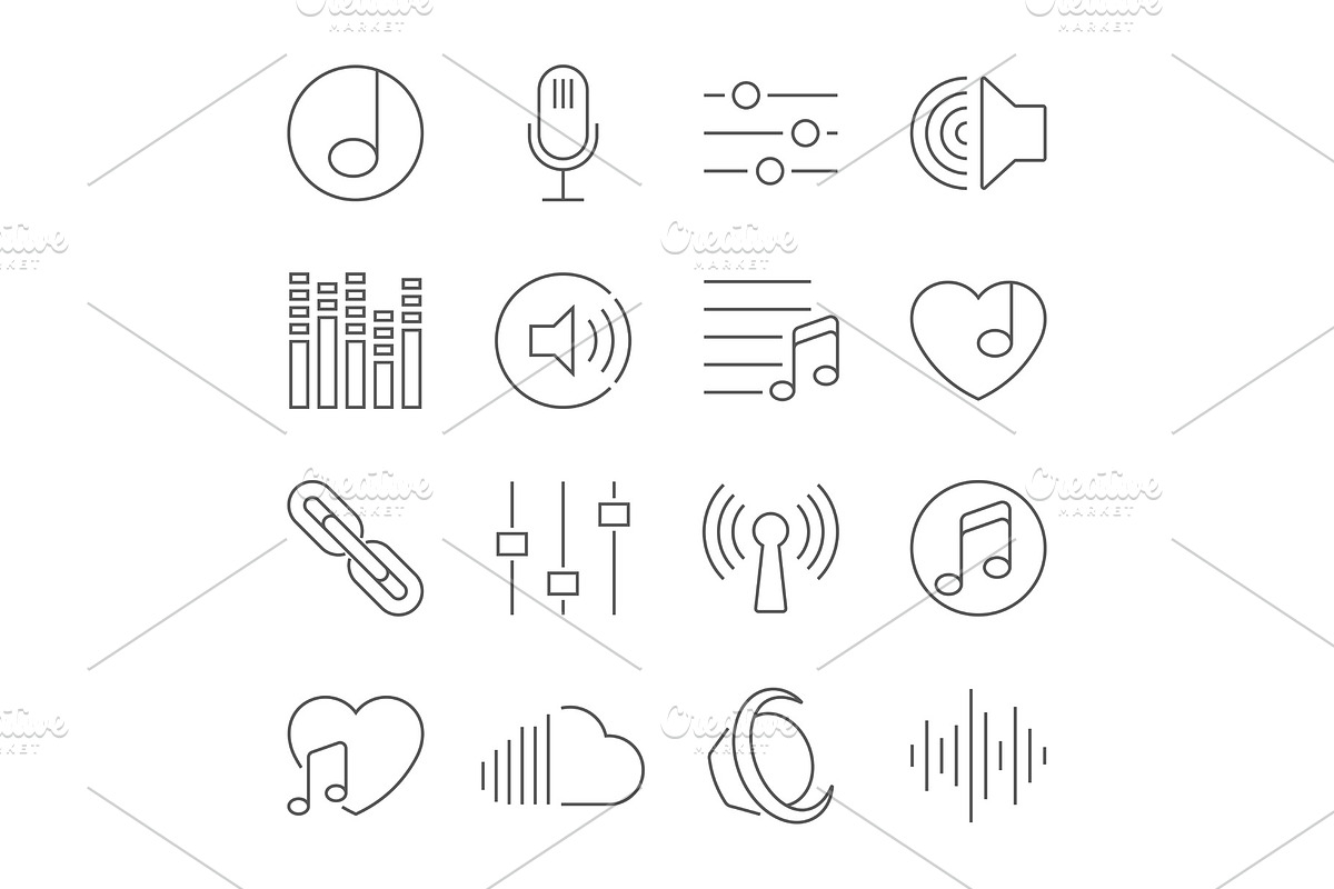 Set of Music Vector Line Icons, an Object Graphic by defmorph