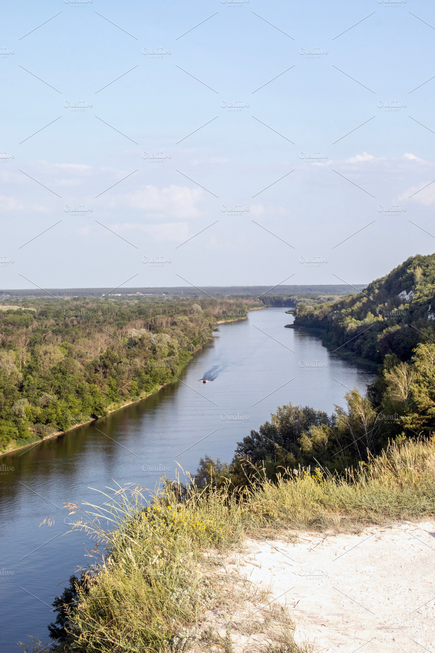 A river along a white chalk cliff, a Nature Photo by Schreibikus