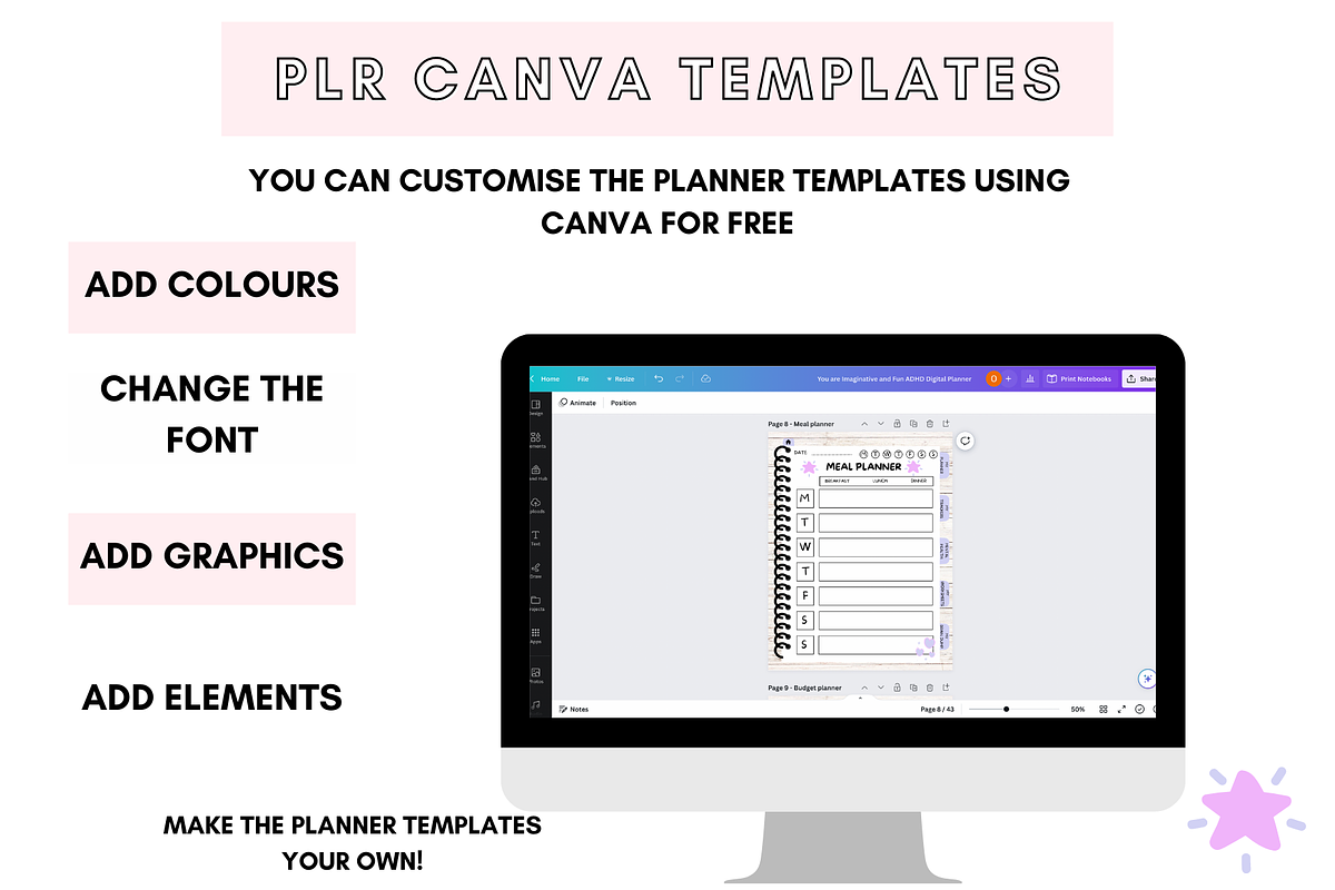 Canva ADHD Digital Planner, a Stationery Template by DigitalbossCreations (Photo 3 of 7)