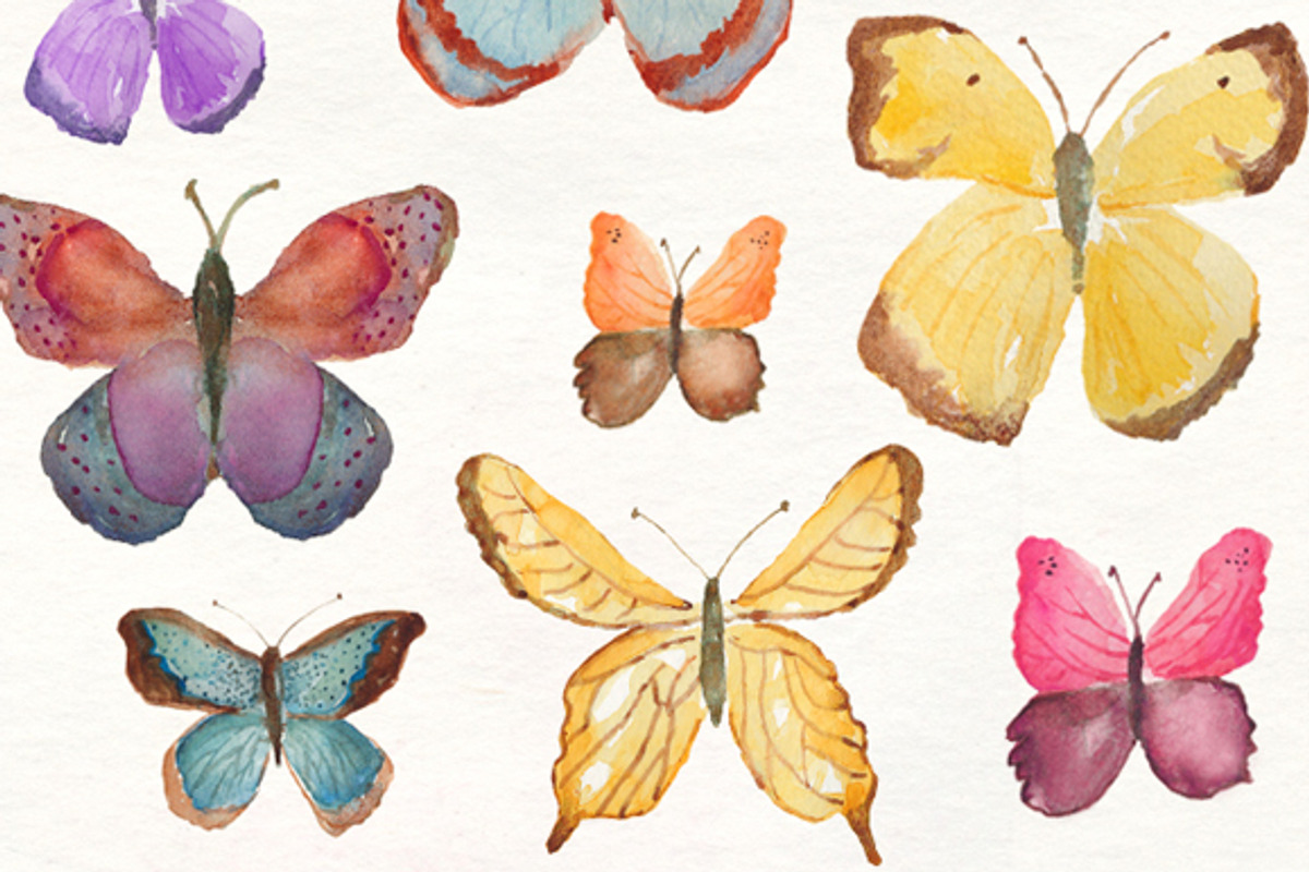 Watercolor Butterflies preview 2