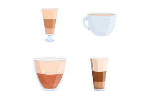 Latte Icons Set Cartoon Vector