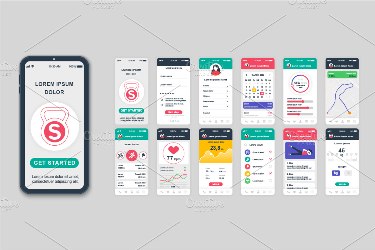 Mobile App UI Kit Template, a Templates & Theme by alexdndz (Photo 12 of 21)