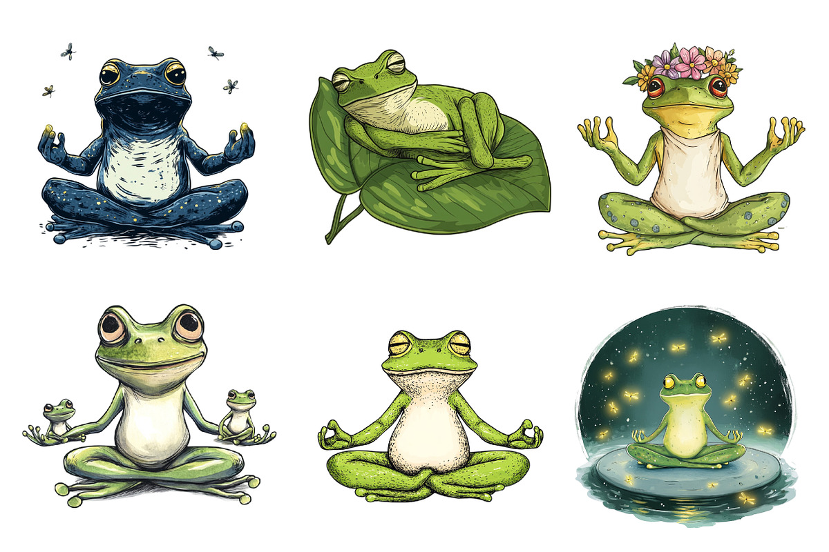 YOGA Frog Sublimation Clipart, an Illustration by CreationArt (Photo 3 of 5)