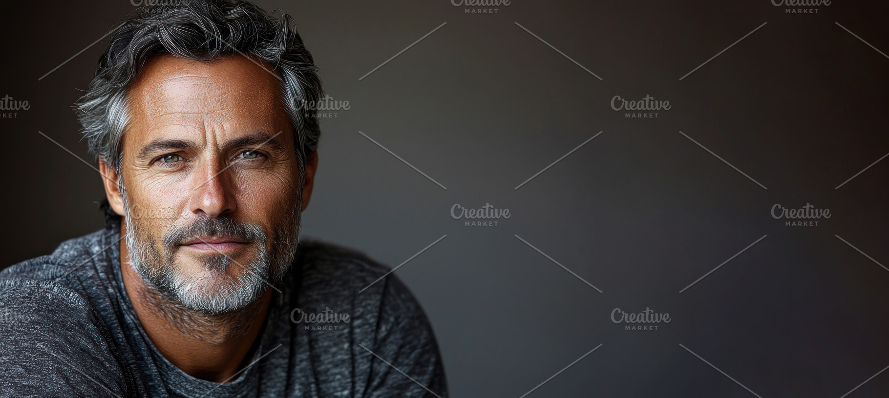 Confident mature man with gray hair and beard wearing a textured, a Person Photo by José Manuel Gelpi