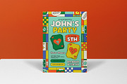 Green Pink Kids Birthday Invitation, an Invitation Template by graphicook (Thumbnail 3 of 3)