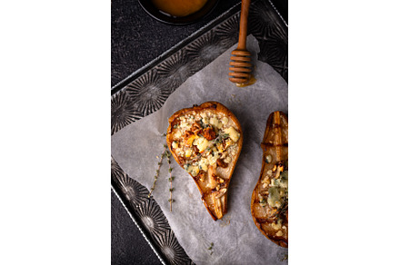 Baked pears with blue cheese and, a Food & Drink Photo by Yulia Furman