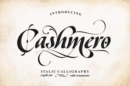 Cashmero - Italic Calligraphy, a Script Font by ErgibiStudio