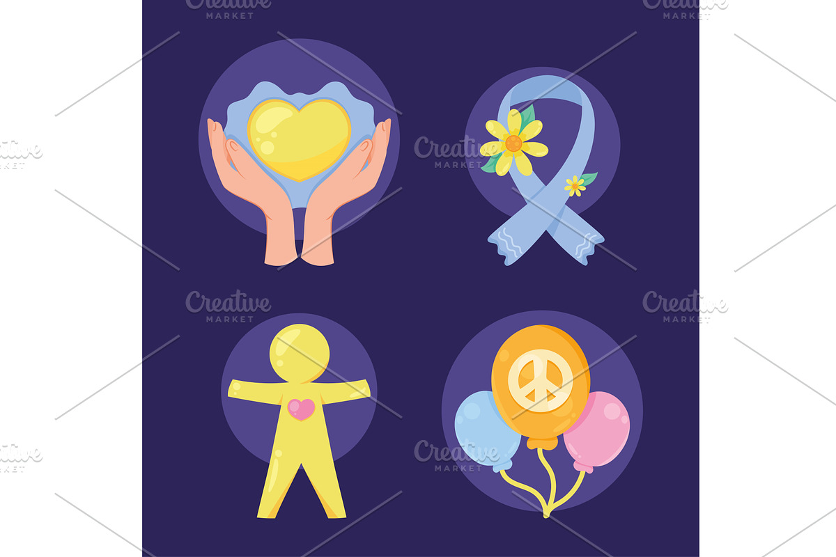 peace day four icons, an Illustration by studiogstock