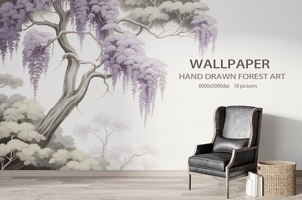 Abstract Forest Art Wallpaper Set