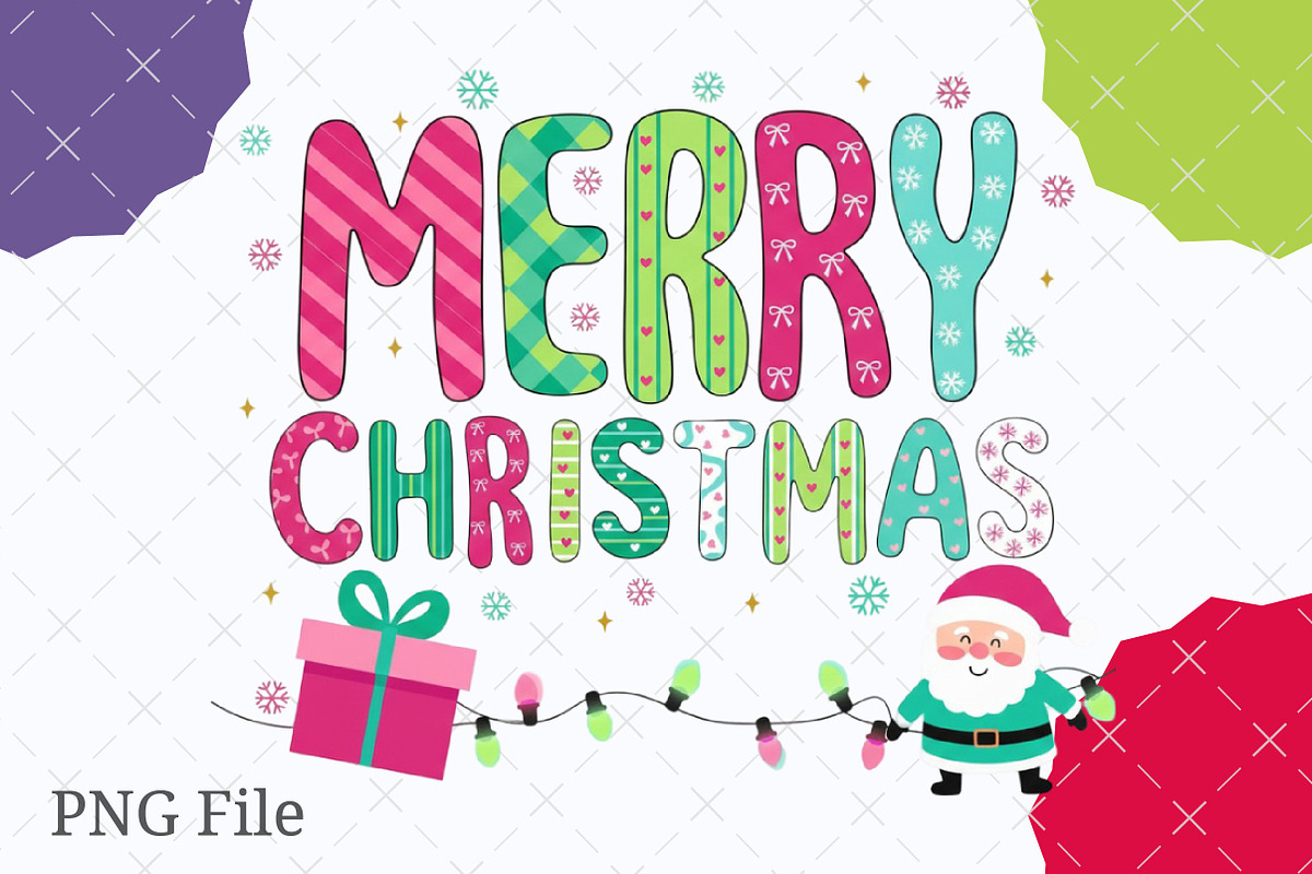 Retro Merry Christmas Doodles Png, an Illustration by designcity5 (Photo 7 of 8)
