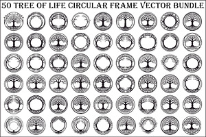 Tree of Life Circle Frame Bundle, an Illustration by Gaye Art