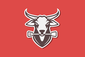 cow head livestock meat spatula logo, a Branding & Logo Template by devastd