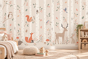 Woodland Kids Wall Mural, a Wallpaper Graphic by by creative paper (Thumbnail 2 of 10)