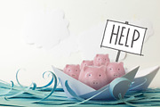 Pink piggy bank floating on board featuring help, piggy bank, and economy, a Business Photo by Natalia Kostikova (Thumbnail 2 of 2)