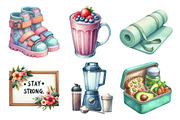 Watercolor Fitness Workout Clipart, an Illustration by Daily.Designs (Thumbnail 5 of 5)