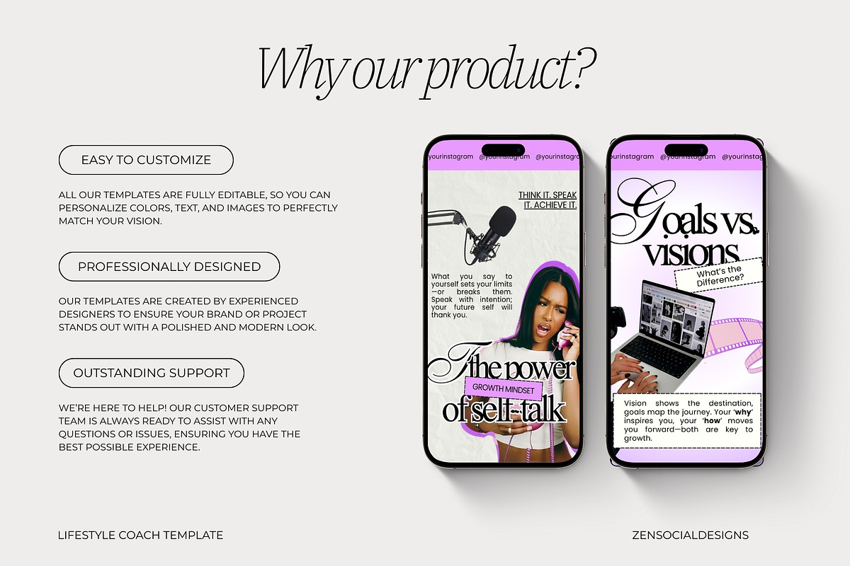 Lifestyle Coach Instagram Templates, a Social Media Template by ZenSocialDesigns (Photo 5 of 9)