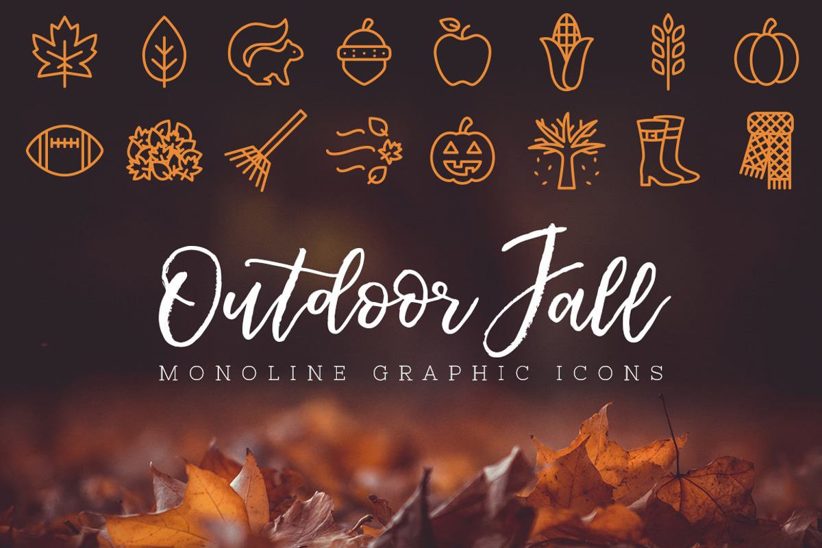 Outdoor Fall Monoline Icons, an Outline Icon by Art of a Champion (Photo 1 of 4)