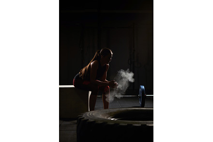 Woman sitting down and chalking her, a Sports & Recreation Photo by nunezimage