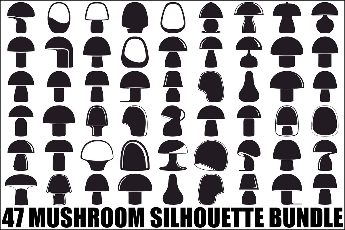 Mushroom Silhouette Bundle, an Illustration by musafir_fashion (Photo 1 of 48)