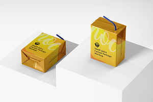 Small Juice Carton With Straw Mockup