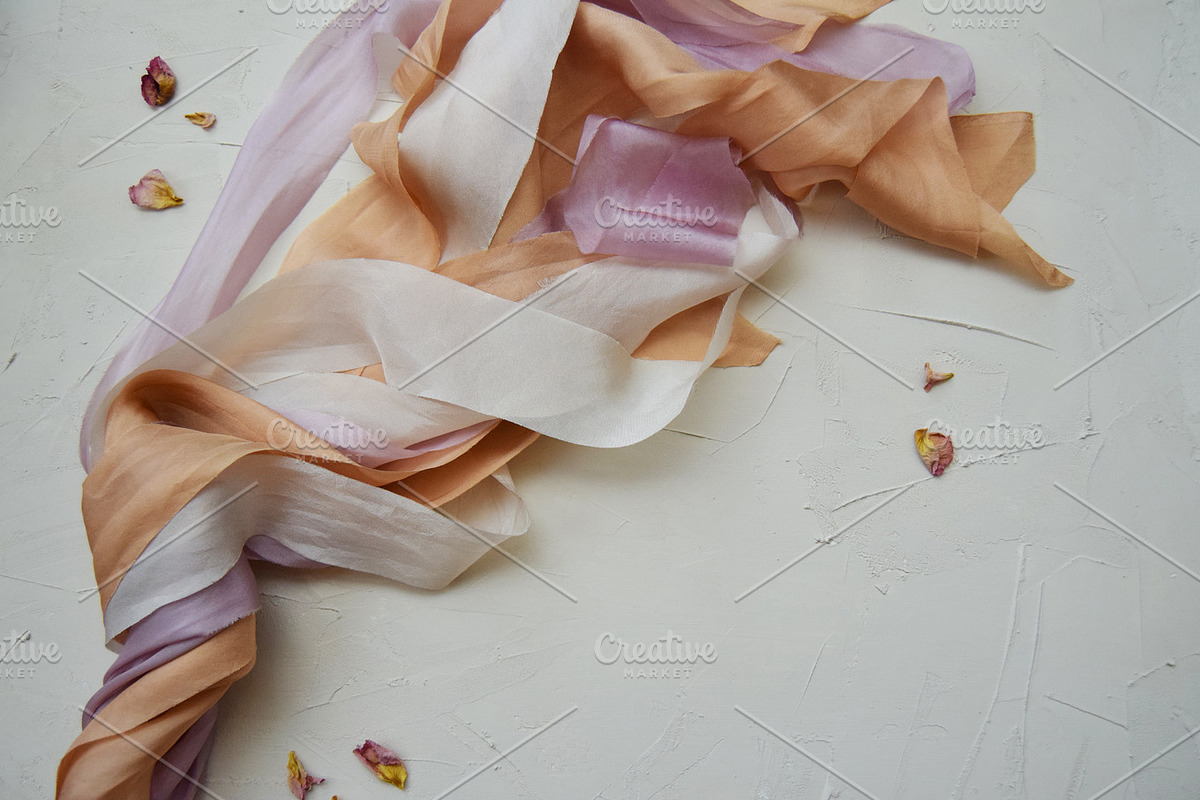 Silk Ribbons, Textured Board, Mockup, a Mockup by Fine Art Design Studio