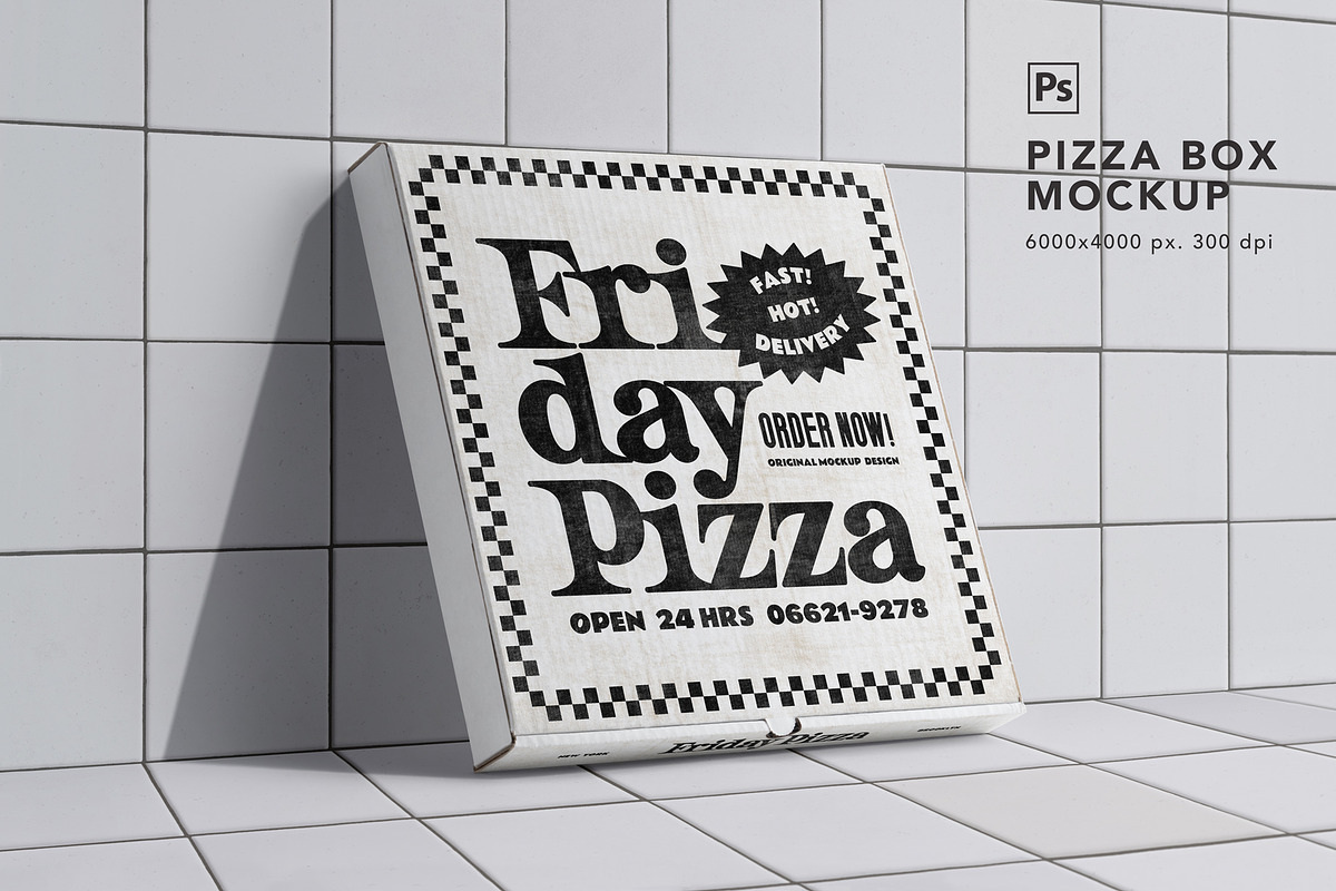 Pizza Box Mockup, a Cups & Container Mockup by eezo (Photo 2 of 5)