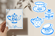 Vintage Tea Set line art, a Decorative Illustration by Carpet Tapete Pretzel (Thumbnail 6 of 9)