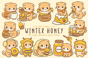 Winter Honey Orange Cat Clipart, an Animal Illustration by Blumensdiary