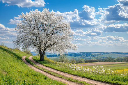 Beautiful tree standing along in the meadow, a Nature Photo by AlyaAnd