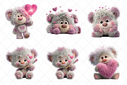Quirky Valentine Teddy Bear Clipart, an Illustration by SinaCreation (Thumbnail 3 of 7)