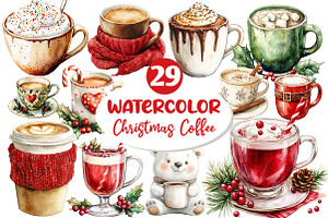 Christmas Coffee Sublimation Clipart, an Illustration by Dream Creation