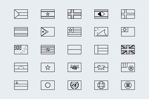 Simplified Outline World Flags