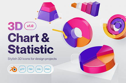 Charty - Chart & Statistic 3D Icons, an Object 3D Model by Illustraly Design