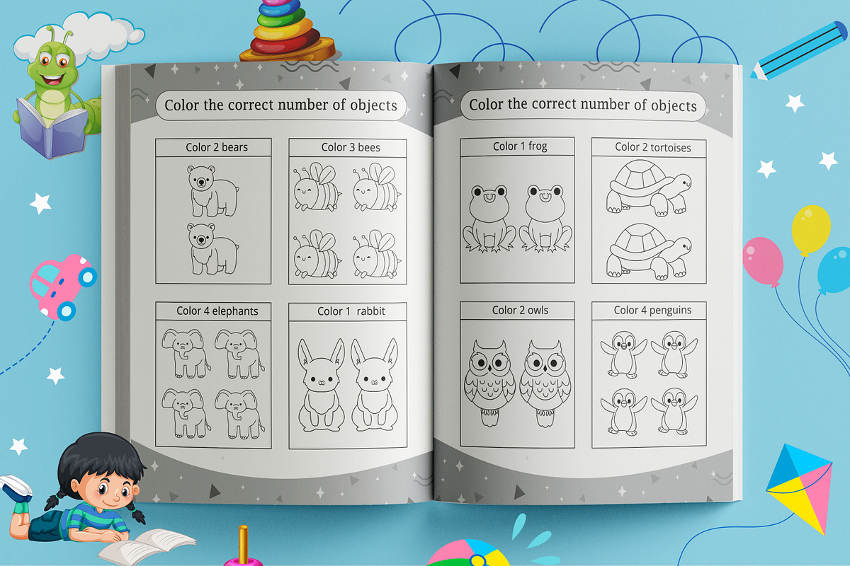 Color the Correct Number Worksheets, a Templates & Theme by Book2bees (Photo 2 of 4)