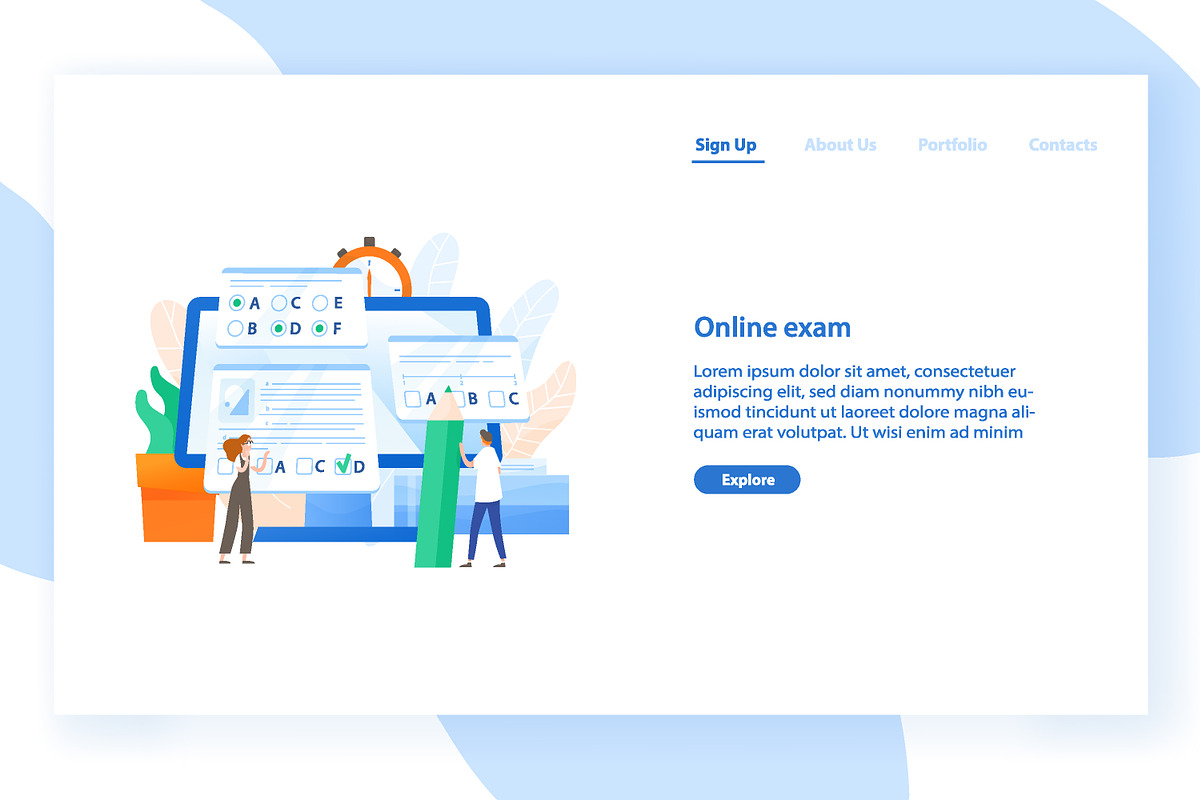 Online exam concept banner, an Education Illustration by Good Studio (Photo 1 of 3)