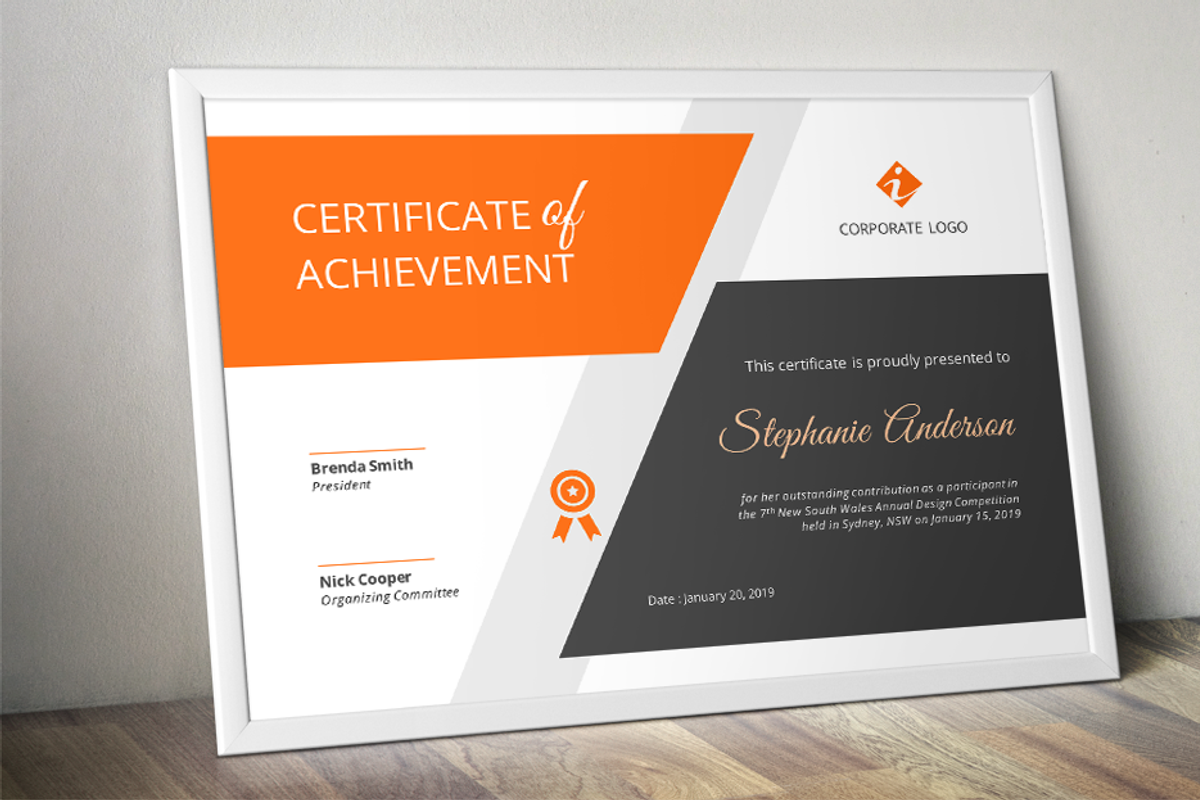 Big bar Word certificate template, a Stationery Template by Inkpower (Photo 1 of 6)